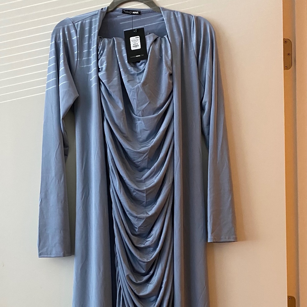 Fashion Nova Blue Robe/Mini Dress Set